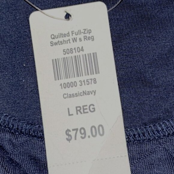 L.L.Bean Navy Quilted Sweatshirt, Full-Zip, company logo, NWT, Mens Size L - Picture 8 of 13